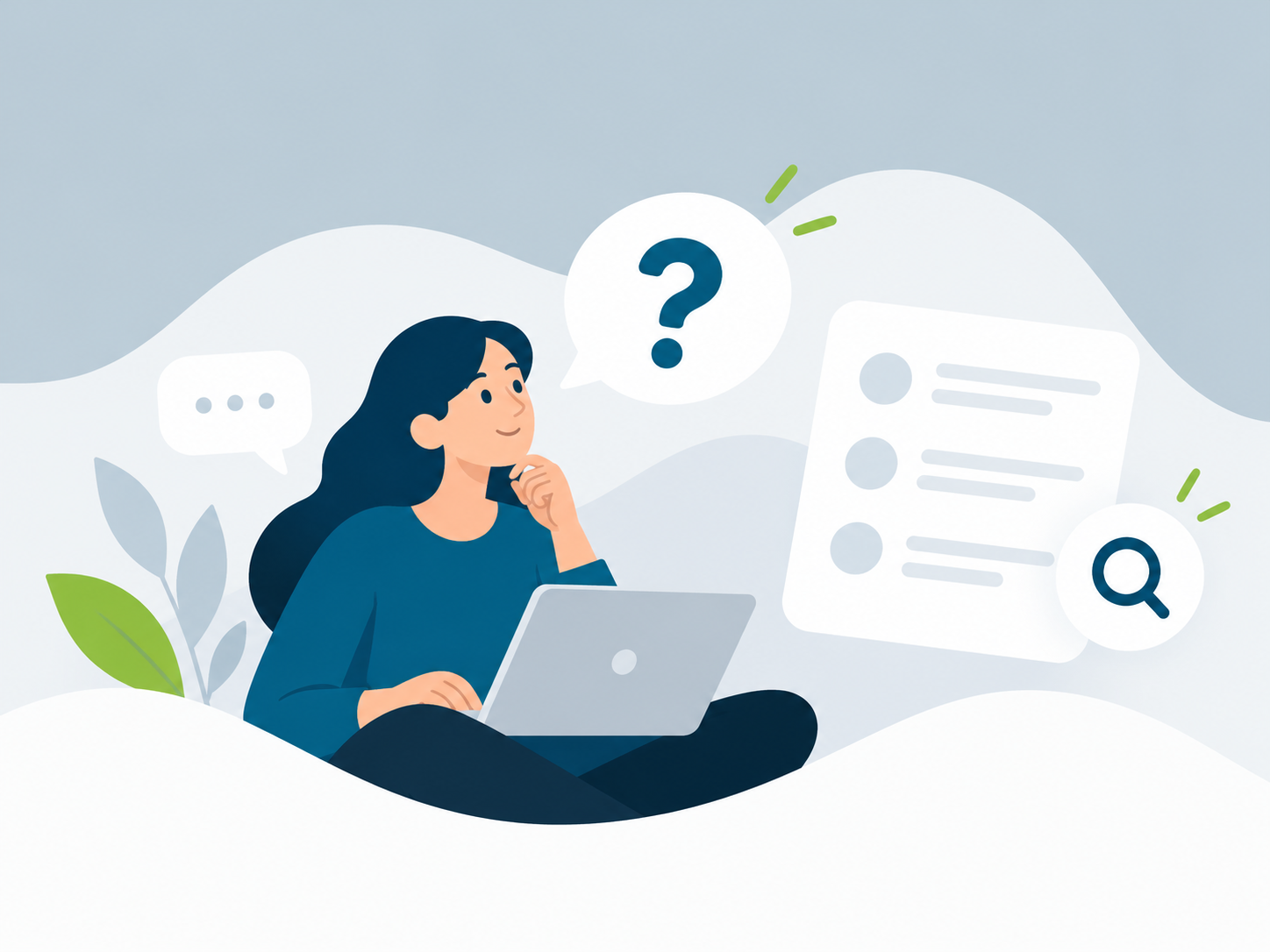 Illustration zur Suche nach Antworten auf häufig gestellte Fragen